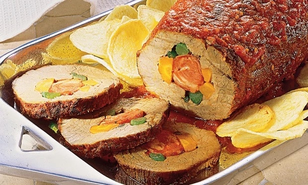 Lombo de porco recheado na panela de pressão