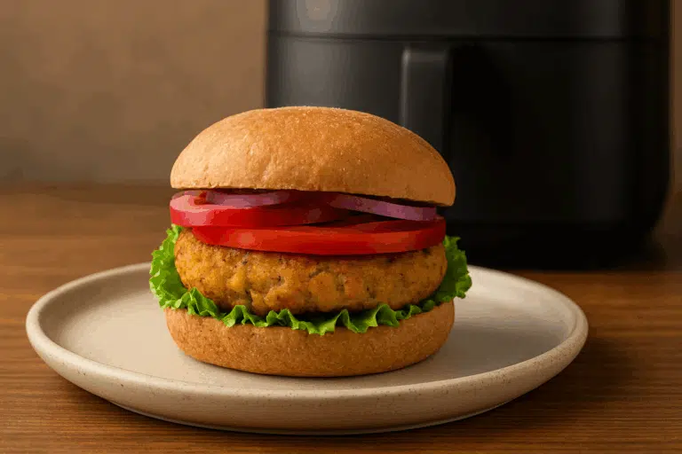 Hambúrguer de grão de bico na airfryer