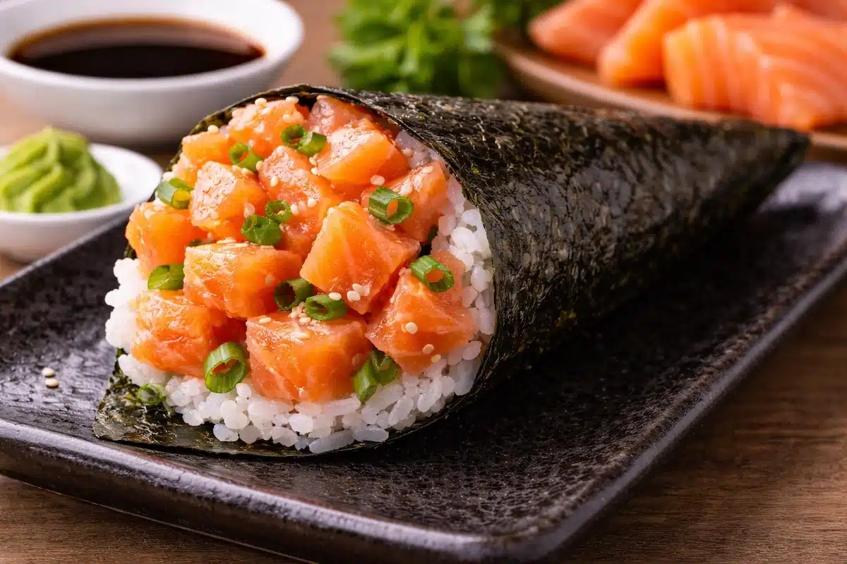 Temaki de salmão cremoso